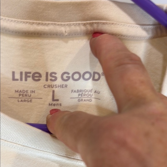 Vintage Life is Good Baseball T-Shirt, Large, Crusher, Cream colored, SMILE! NWT - Picture 3 of 8